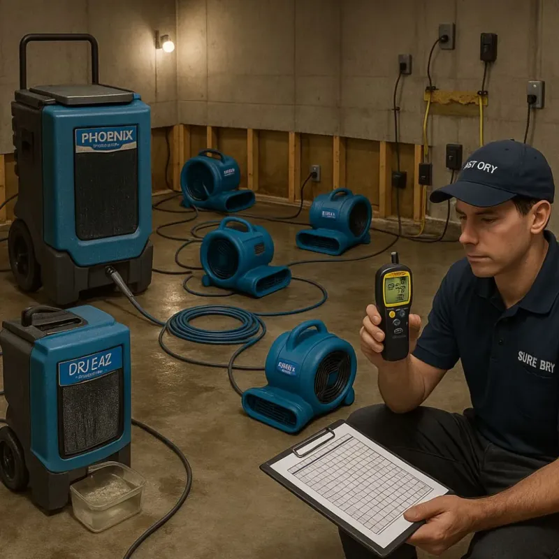 Structural Drying and Dehumidification process in Inman, KS